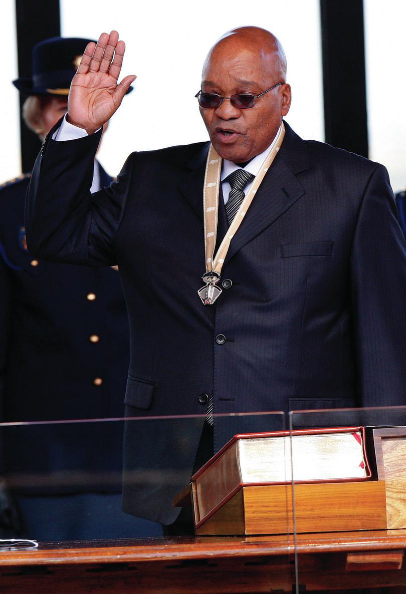 Pretoria, 9 May 2009, Jacob Zuma swore to uphold the Constitution as president. (EPA/Kim Ludbrook)